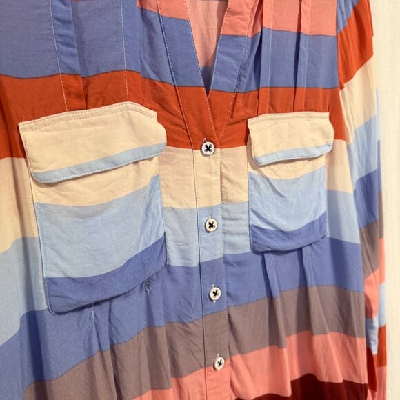 Anthropologie Maeve Wynwood Striped Buttondown Blouse Size 4 - Picture 2 of 8
